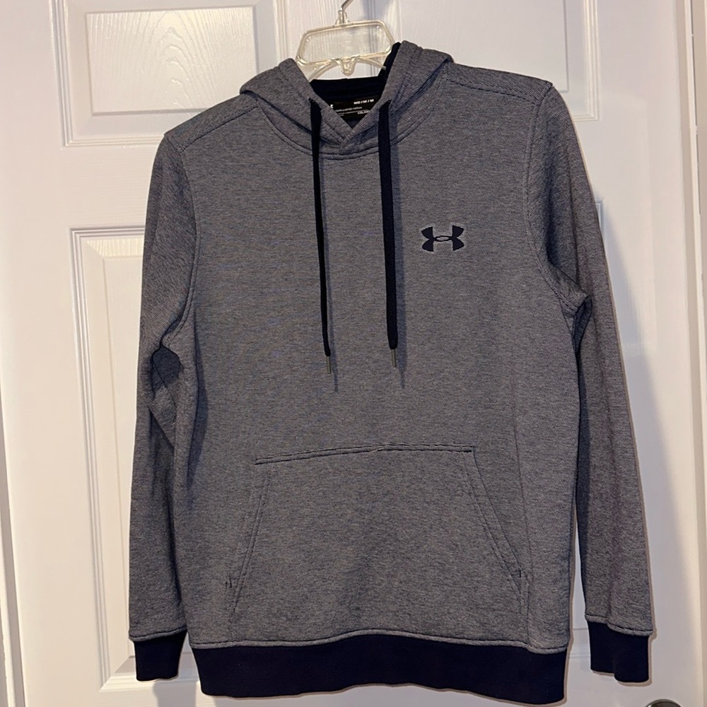 Very Gently Worn Under Armor Navy & White Thin Stripe Hoodie Sweatshirt-M